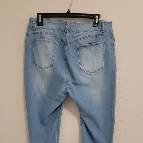 Light Blue Skinny Jeans for Women - Picture 2 of 5